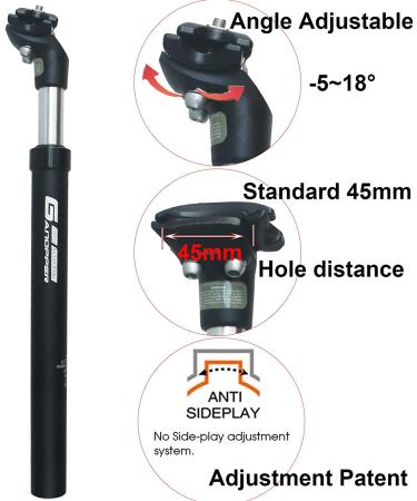 GANOPPER Suspension Seat Post Alloy | Adjustable Seatpost | Black 27.2*350mm | 14mm Offset | 28.6 30.0 30.4 30.9 31.6 33.9 34.9 Sizes - Buy Online on GoSupps.com