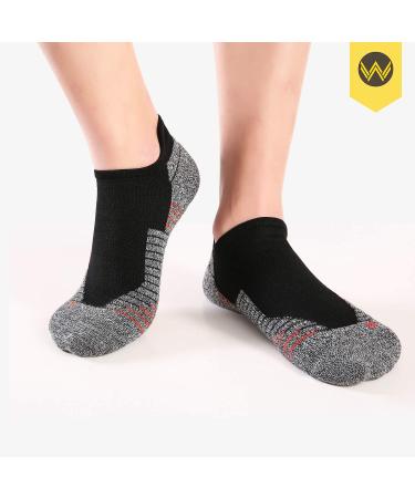 WANDER Men's Athletic Running Socks - 7 Pairs Thick Cushion Ankle Socks for Sport - Black/Red - Sizes 6-9/10-12/12-14 - Buy Online on GoSupps.com