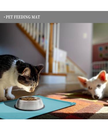Reopet Silicone Pet Feed Mats - Waterproof Dog & Cat Mats with Elevated Edges (87x57cm) - Turquoise - Best for Mess-Free Feeding - Buy Online on GoSupps.com