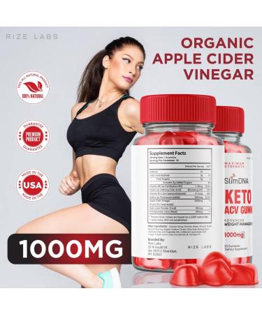 2 Pack SlimDNA Keto ACV Gummies for Advanced Weight Loss - Apple Cider Vinegar Shark Tank Supplement - Belly Fat Extra Strength Gomitas (120 Gummies) - Buy Online on GoSupps.com