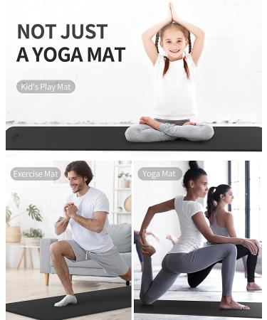 CAMBIVO Extra Thick Yoga Mat 72x24x0.24 inch - Professional TPE Workout Mat for Yoga, Pilates, Floor Exercises - Black with Carrying Strap | Men Women Kids - Buy Online on GoSupps.com