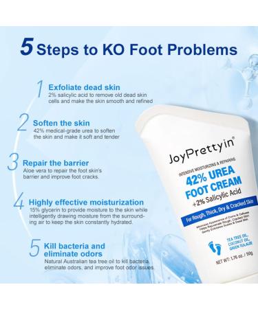 42% Urea Foot Cream with 2% Salicylic Acid Urea Cream for Rough Thick Dry & Cracked Skin Deeply Nourishing Intense Repairing Callus Removal Foot Care 50g - Buy Online on GoSupps.com