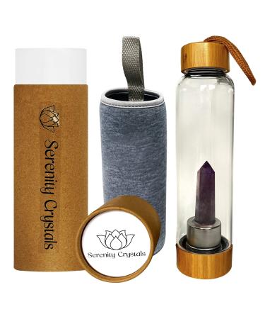 Serenity Crystals Infused Water Bottle (Bamboo Amethyst Wand)
