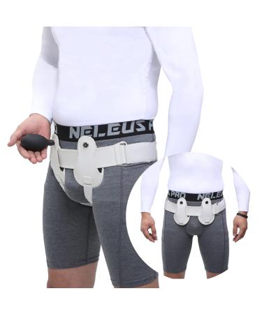 Inflated hernia belt Inguinal Hernia Belt for Men and Women Hernia Support Truss for Single/Double Adjustable Waist Strap with a Waterdrop Shape Removable Cushion Comfortable Materital. (L) Large Inflated hernia belt