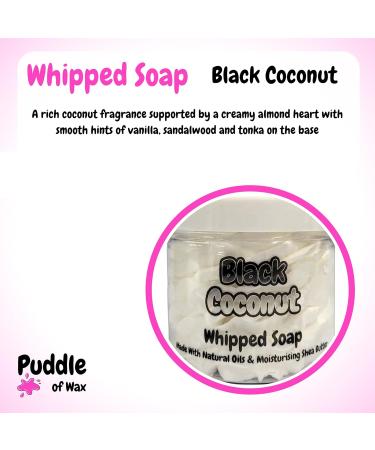 Black Coconut Whipped Soap Body Wash - 150g - Natural Oils and Butters - Fruity Scent - Vegan Friendly - Puddle of Wax - Made in the UK - Buy Online on GoSupps.com