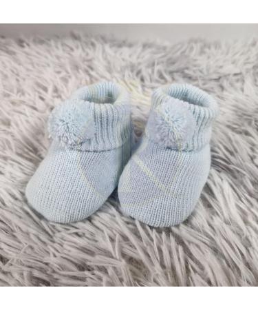 Royal Icon Newborn Baby Booties - RI408, 0-3 Months, Sky Blue, Unisex Pom Pom Bootees - Buy Online on GoSupps.com