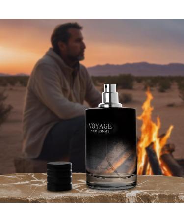 Voyage for Men Eau De Parfum - Sophisticated Male Fragrance Composition of bergamot Pepper Lavender Star Anise & Nutmeg - Base of Peppery & Vanilla - Go-To Daily Scent - Elegant 100ml Bottle - Buy Online on GoSupps.com
