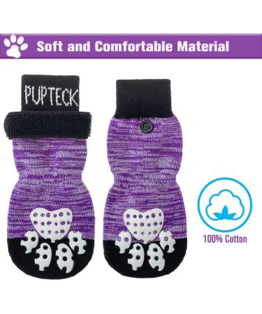 Buy Pupeck Double-Sided Anti-Slip Dog Socks | X-Large 2 Pairs with Adjustable Straps for Indoor Use | Summer Paw Protection for Hardwood Floors - Purple - Buy Online on GoSupps.com