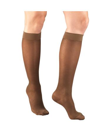 Truform Sheer Compression Stockings 15-20 mmHg Women's Knee High Length Diamond Pattern Espresso Small Espresso Small (1 Pair) Diamond Pattern