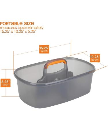Casabella Plastic Cleaning Storage Caddy with Handle - 1.85 Gallon - Gray and Orange - Buy Online on GoSupps.com