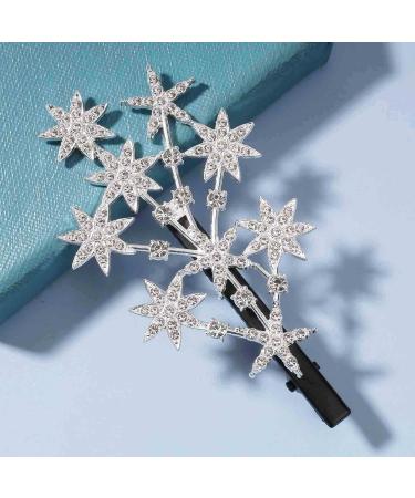 Yheakne Crystal Star Hair Clip Barrette Silver Rhinestone Hair Bling Cluster Star Hair Pin Headpieces Hair Pin Head Clip Branch Hair Pins Headwear Bride Hair Accessories for Women and Girls (Silver) - Buy Online on GoSupps.com