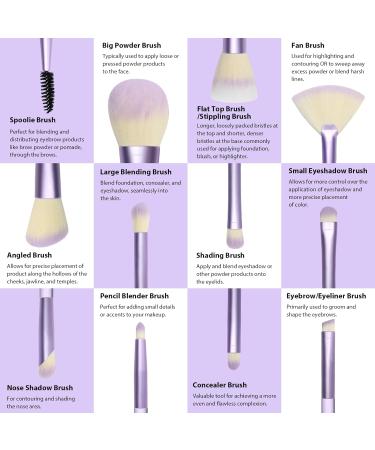 HEYMKGO 12pcs Professional Makeup Brushes Set with Transparent Handles - Ideal for Foundation, Blending, and Eyeshadow - Purple Triangle Puff Included - Buy Online on GoSupps.com