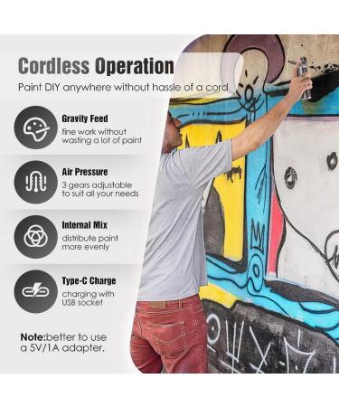 FURREN Portable Rechargeable Wireless Airbrush with Compressor Fit for Face Beauty Nail Art Black - Buy Online on GoSupps.com