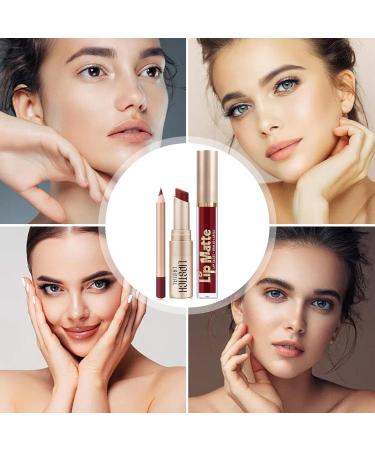 Lipstick and Eyeliner Set - Lipstick and Lip Liner Set | High Pigment Matte Lipstick | Smudge-Proof Lip Gloss for Natural Makeup Non-Stick Cup - Buy Online on GoSupps.com