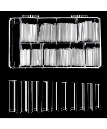 Savita 500 pieces no C-curves Nail tips extra long clear artificial nails conical quadratic nails flat xxl nail tips for manicure salons and diy nail art at home (10 sizes)