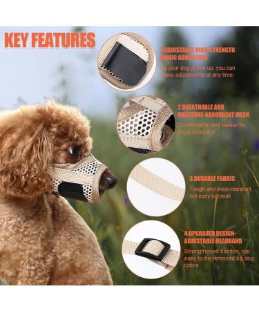 Muzzle for Dog Soft XS Sized Pet Muzzle to Stop Chewing Biting with Breathable Mesh & Stable Head Bar Design Dog Anti Barking Muzzle Mesh Muzzle Guard for Small Dogs Gift (Khaki) - Buy Online on GoSupps.com