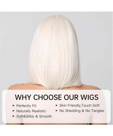 Short White Bob Wig with Bangs for Women | Stylish & Comfortable 3022-1 - International Shipping Available - Buy Online on GoSupps.com