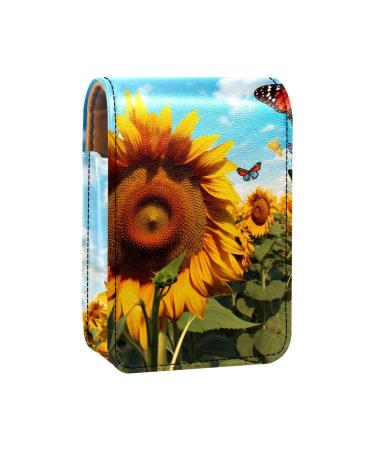 Travel Lipstick Organizer Case Lipstick Case Portable Makeup Bag With Mirror Flower Butterflies Field O412g0kxec