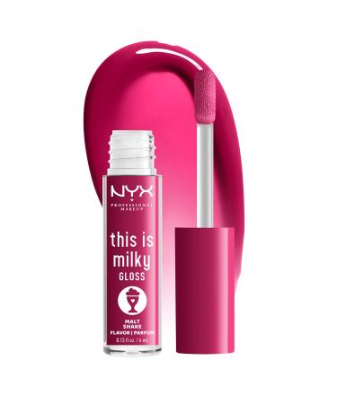 NYX PROFESSIONAL MAKEUP This Is Milky Gloss Lip Gloss with 12 Hour Hydration Vegan - Malt Shake (Warm Red) Malt Shake Milkshakes (Scented)