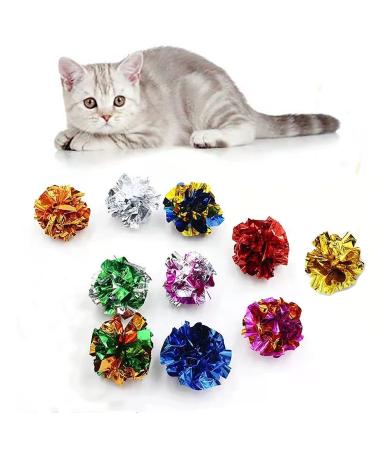 ANZONGYI 10 Pcs Mylar Crinkle Balls Colorful Crinkle Balls Cat Toys Rustle Sound Ball Cat Interactive Toys for Kittens and Grown-up Cats