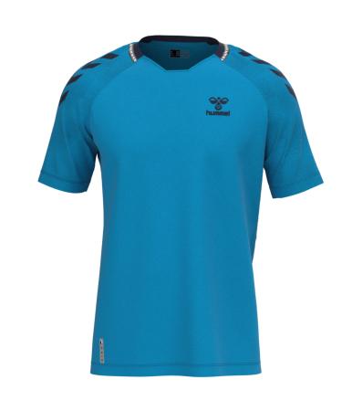 hummel Unisex Children Hmlongrid Poly Jersey S/S Kids T-Shirt 116 Atomic Blue/Marine