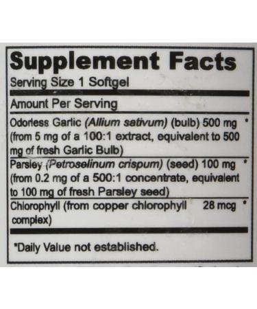 Odorless Garlic & Parsley Supplement Softgels Concentrated from Fresh Garlic Bulbs Allium Sativum for Men & Women 100 Count (Pack of 1) - Buy Online on GoSupps.com