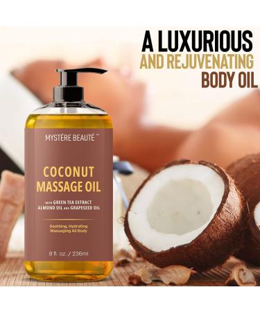 Coconut Massage Oil - Therapeutic Skin Hydrating & Revitalizing Oil for Massage Therapy | Soothing Relief & Aromatherapy - 8 fl oz - Buy Online on GoSupps.com