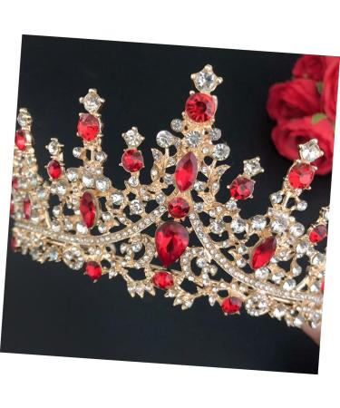 Ipetboom Diamond Crown Rhinestone The Crown Tiara for Women Bridal Hair Clip Bridal Crown Women Crown Shiny Birthday Prom Crowns Girl Hair Clips Hair Bands Crystal Wedding Bride Zinc Alloy 17X17X7.5CM Golden Red - Buy Online on GoSupps.com