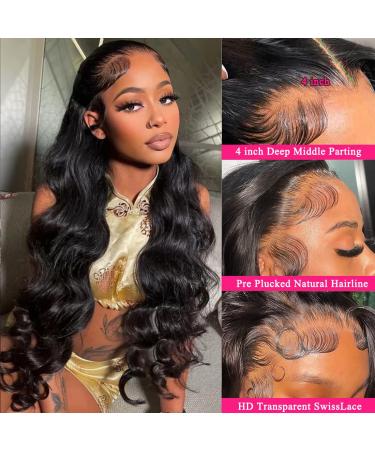 ANNELBEL Body Wave Lace Closure Wig 18 Inch Natural Color - Brazilian Human Hair, Pre Plucked with Baby Hair, 150% Density - Glueless Wig for Black Women - Buy Online on GoSupps.com