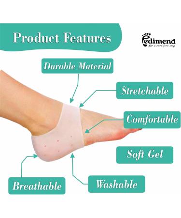 Pedimend 2 Pairs Gel Heel Cups Heel Protectors Silicone Heel Socks Heel Sleeves Heel Pain and Cracked Heels Relief for Men and Women - Buy Online on GoSupps.com