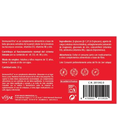 VITAE INMUNOVITA 60cap is a capsule that simplifies daily nutrient intake It is taken regularly according to the indicated dosage The package contains 60 capsules This fits - Buy Online on GoSupps.com