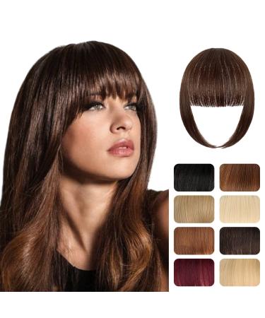 Clip in Bangs Hair Extensions Hair Clip on Wispy Bangs Hair Fake Bangs Clip in Human with Temples Hairpieces for Women Natural Wigs Bangs Clip Wispy Bangs Medium Brown