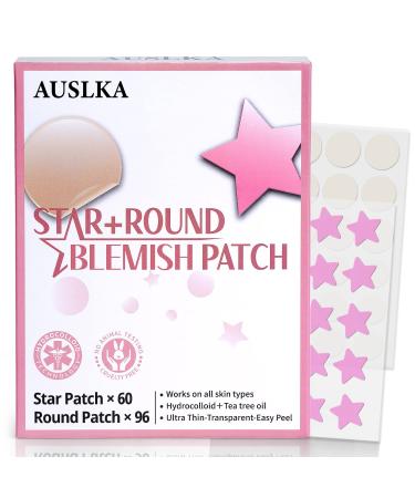 AUSLKA Star Blemishes Patches -156 Patches - Hydrocolloid Dots  Blemishes Patch - Pimple Stickers  Patches To Cover Facial Blemishes 156 Count (Pack of 1)