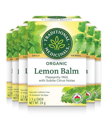 Traditional Medicinals - Organic Lemon Balm Herbal Tea (Pack of 6) - Soothing & Uplifting Daily Tea - 96 Tea Bags Total