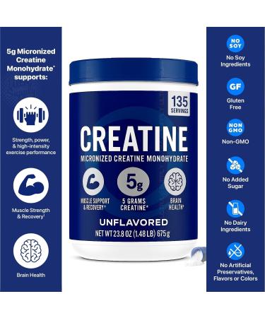 O rgains Creatine Monohydrate Micronized Powder Unflavored Supports Muscle Growth Post Workout Recovery and Brain Health No Artificial Additives Non-GMO 135 Servings 23.8 Oz - Buy Online on GoSupps.com