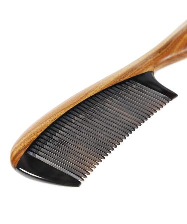 Onedor Handmade Natural Green Sandalwood & Buffalo Horn Hair Comb - Anti-Static Detangler for Smooth & Frizz-Free Hair - Buy Online on GoSupps.com