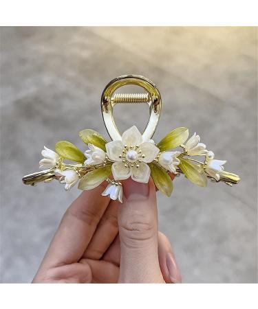 Hair Claw Clips Refined Lily Of The Valley Shark Clip Headwear Hair Claw Clips For Women Hair Accessories (Color : 1)