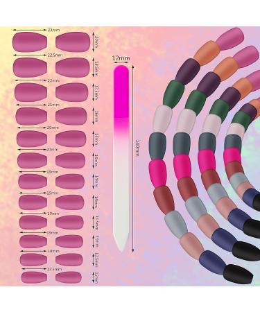 Matte Ballerina False Nails Set with Crystal File - 288pcs Medium Full Cover Acrylic Coffin Nails - Buy Online on GoSupps.com