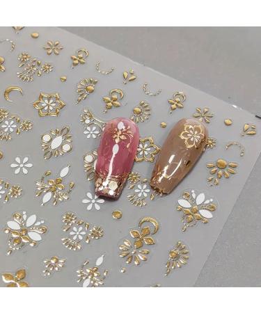 Gold Nail Art Stickers - Luxury 3D Bronzing Totem Decals for DIY Manicure | Self-Adhesive Flower Designs for Women & Girls - Buy Online on GoSupps.com