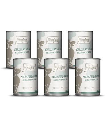 Mjamjam - Premium wet feed for dogs - excellent calf on subdued zucchini 6 -pack (6 x 400 g) grain free with extra meat single calf 400 g (6 Pack)