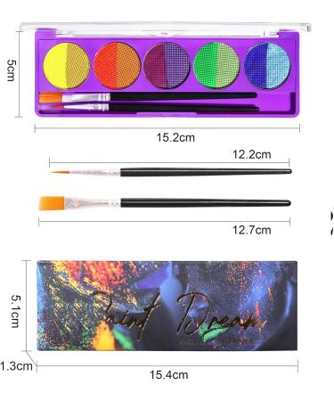  AmourGlint 10-color face paint kit fluorescent water-based body paint + 2 brushes. Vibrant body paint colors for fluorescent parties and festivals. (#2 11g) - Buy Online on GoSupps.com