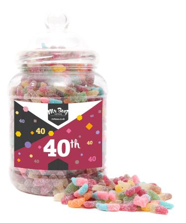 Mr Beez Sweets | 40th Birthday Gift | Fizzy Mix | Choice of Classic Retro Sweets Available | 24x14cm | 1700 Grams Large Jar