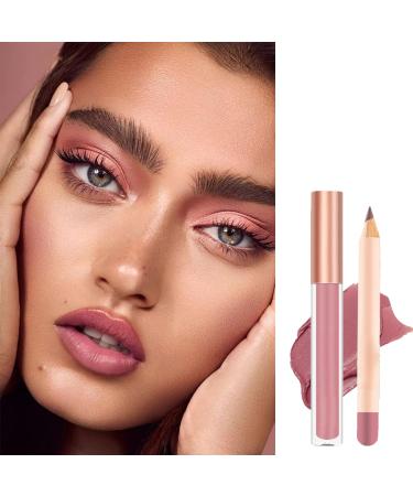 2PCS Long Lasting Waterproof Lip Liner and Lipstick Set - Highly Pigmented Lip Makeup Kit for Daily & Holiday Gifts (09) - Buy Online on GoSupps.com