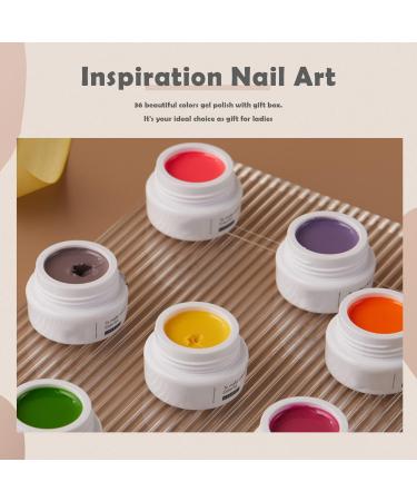 36 Colors Gel Paint Nail Art Polish Set - Complete Nail DIY Kit with Brushes for Stunning Nail Designs - Buy Online on GoSupps.com