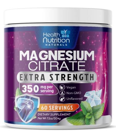 Magnesium Powder Supplement - Magnesium Citrate Powder Drink Mix Unflavored - Mag Citrate & Aquamin Supplements for Bone Heart & Muscle Support Sugar Free Gluten Free Vegan - 60 Servings