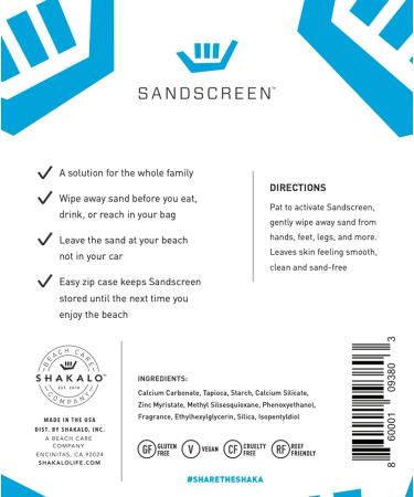 SHAKALO SANDSCREEN Sand Removal Bag - Talc-Free & Reef Friendly - 1.77 oz - Clean & Sand Free - Family-Friendly - Buy Online on GoSupps.com