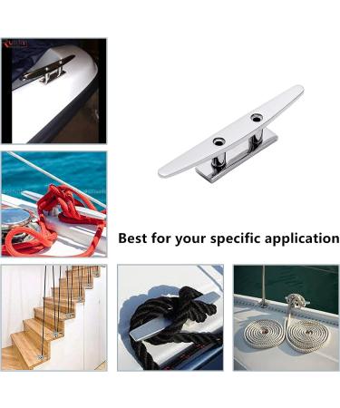 6 Inch Stainless Steel Boat Cleats - Pack of 2 | Flat Top Open Base Cleat for Boat Dock & Mooring - Buy Online on GoSupps.com