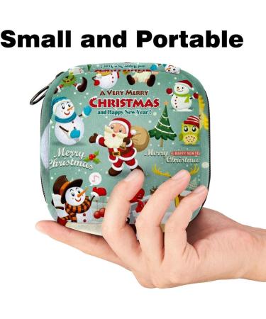 Menstruation Pad Bag with Zipper | Women's Napkin & Tampon Bag - Stylish Christmas Design for Girls - Buy Online on GoSupps.com