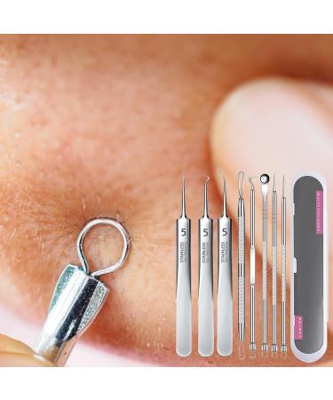 Curved Pimple Tweezers - 8pcs Pimple Popper Tools Blackhead Remover Kit - Curved Blackhead Remover Tweezers Blackhead Remover Comedone Extractor with Storage Box for Pimples - Buy Online on GoSupps.com