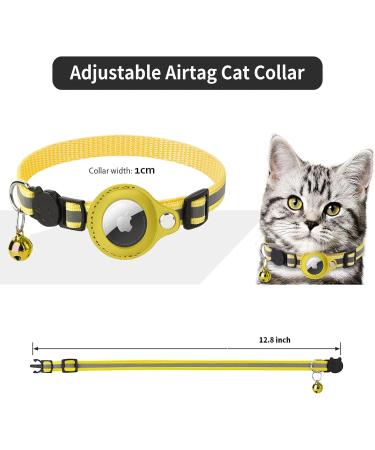 Kolacen Reflecting Airtag Cat Collar - Adjustable Neck Band with Safety Buckle for Puppies & Kittens - Airtag Shell & Bell Included (Yellow) - Buy Online on GoSupps.com